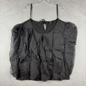 Julia By Love J Top Women’s Size 3X Black Ruffle Tie On Neck